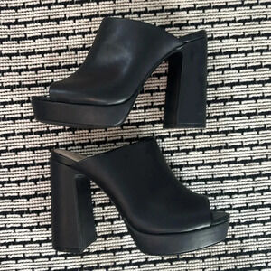 Y2K Black block heel sandal booties womens 9 trendy winter fall heels Qupid